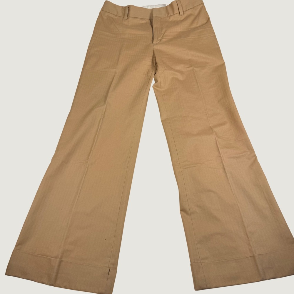 Gap Trousers 12 REG Camel Tan Herringbone Wide Leg Cuffed Gapstretch Pants